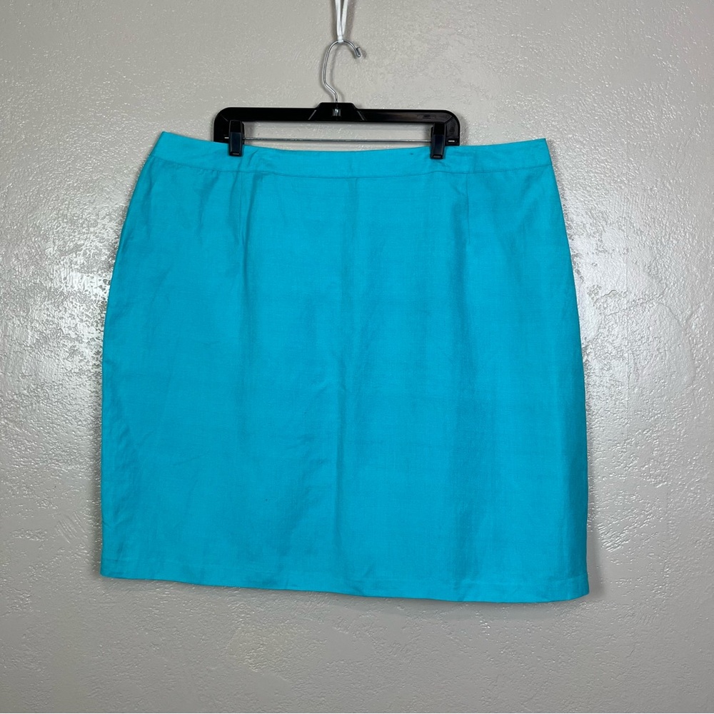 Jessica‎ London Womens Skirt Plus Size 22 Straight Pencil Lined Zip Button Blue
